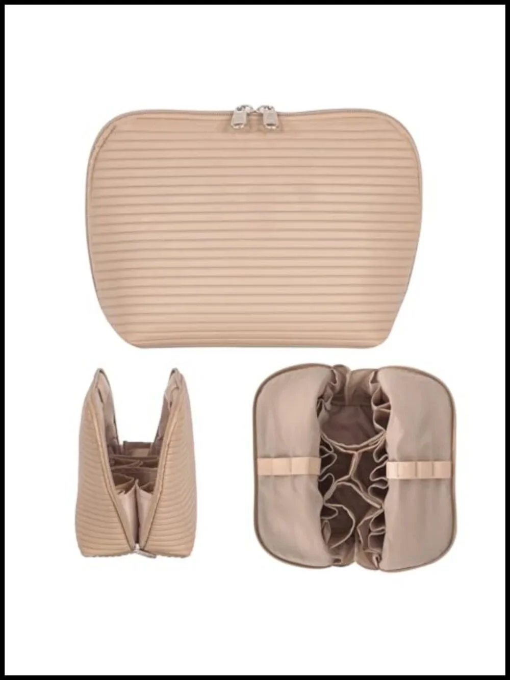 Waterproof Stand Up Cosmetic Bag with Brush Holders